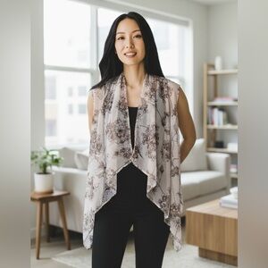 Charming Charlie Cardigan Sweater -pink floral - Size Large